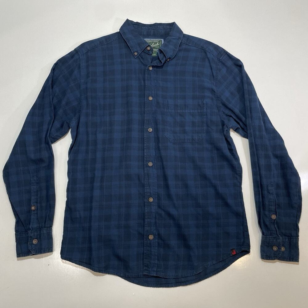 Woolrich Men’s Shirt Blue Plaid Cotton Flannel Long Sleeve Checks Sz Small